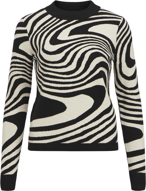 Se Object Objray L/S Knit Pullover AOP Noos Kvinde Black/sandshell Zebra Toppe Str L - hos Magasin ved Magasin