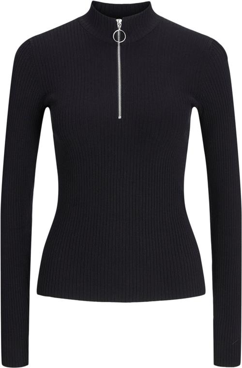 JJXX Jxzoma Tight Half ZIP Knit Kvinde Sort Toppe Str L - hos Magasin