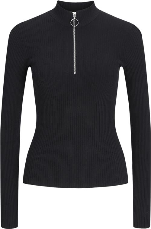 JJXX Jxzoma Tight Half ZIP Knit Kvinde Sort Toppe Str M - hos Magasin