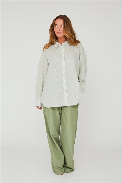 A-VIEW Sonja Shirt Kvinde Green/white Langærmede Skjorter Str 40 - hos Magasin