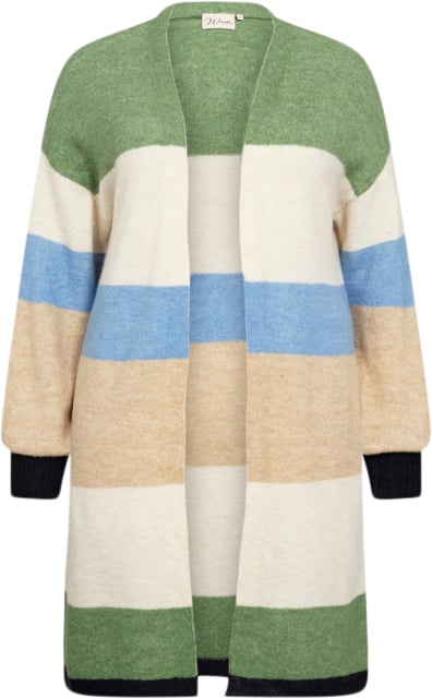 Wasabiconcept Wasuna Stripe 4 Kvinde 7373c Green Combi Cardigans Str 46/46 - Uld hos Magasin