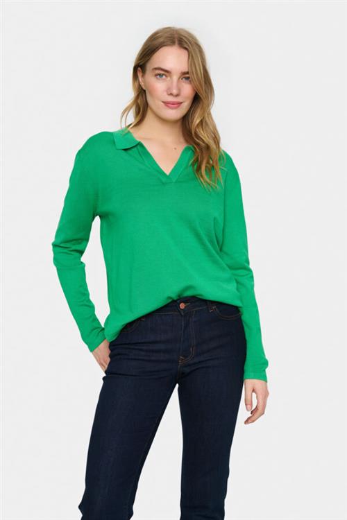 Se Saint Tropez Milasz Polo Pullover Kvinde Zephyr Green Langærmede Bluser Str XS - hos Magasin ved Magasin