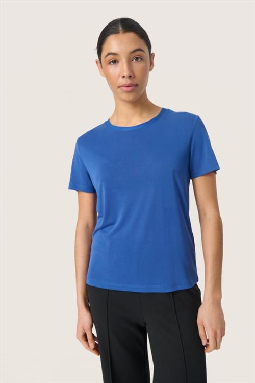 Soaked in Luxury Slcolumbine Crewneck T-shirt SS Kvinde Sodalite Blue Kortærmede T-shirts Regular Fit Str XS - hos Magasin