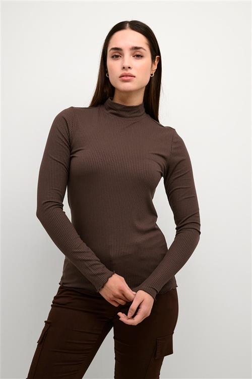 Kaffe Kadrew Turtleneck Tshirt Kvinde Java Langærmede T-shirts Str XS - hos Magasin