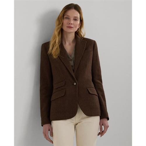 Lauren Ralph Lauren Cottonblend Oxford Blazer Kvinde Brown/tan Blazere Str 40 - Bomuld hos Magasin