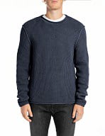 Replay Strik Mand Navy Sweaters Str M - hos Magasin