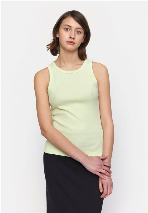 esmé studios Esblossom Racerback Rib Tank Kvinde Lime Cream Tanktoppe Str XS - Bomuld hos Magasin