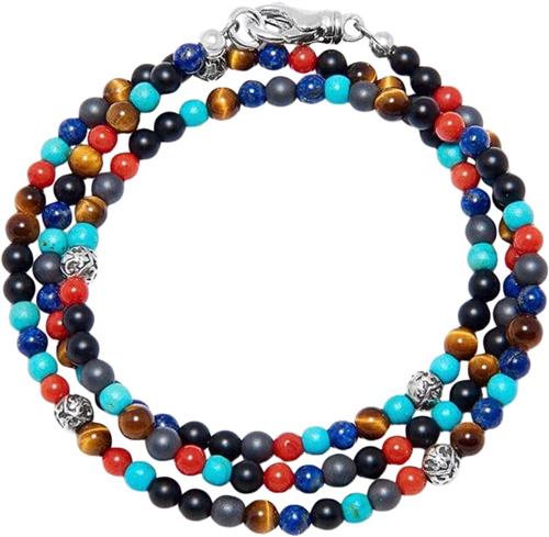 Se Nialaya The Mykonos Collection Turquoise, Red Glass Beads, Blue Lapis, Hemat XL - Armbånd hos Magasin ved Magasin