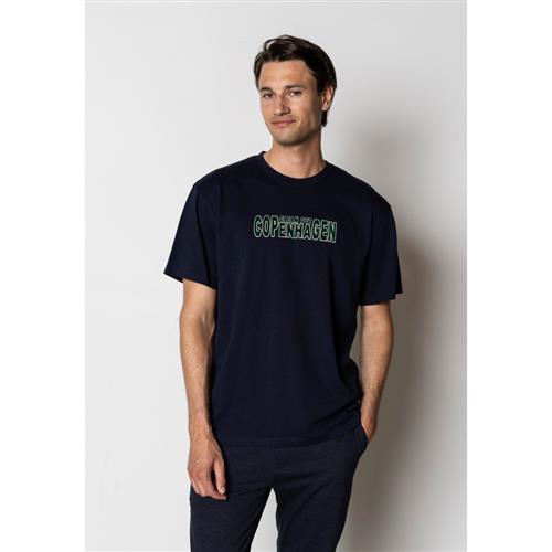 Clean Cut Copenhagen Jonas Organic Tshirt Mand Navy Kortærmede T-shirts Str L - Bomuld hos Magasin