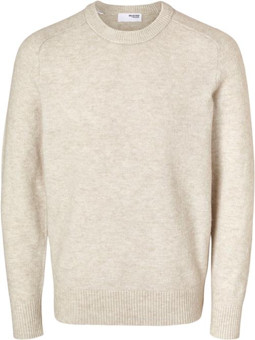 Selected Homme Slhrai LS Knit Crew Neck Mand Oatmeal/melange Sweaters Regular Fit Str S - hos Magasin