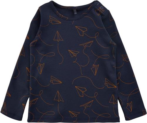 Soft Gallery Sgbaby Bella Paper Plane Ls Tee Noos Str 9m - Night Sky Langærmede T-shirts Bomuld hos Magasin