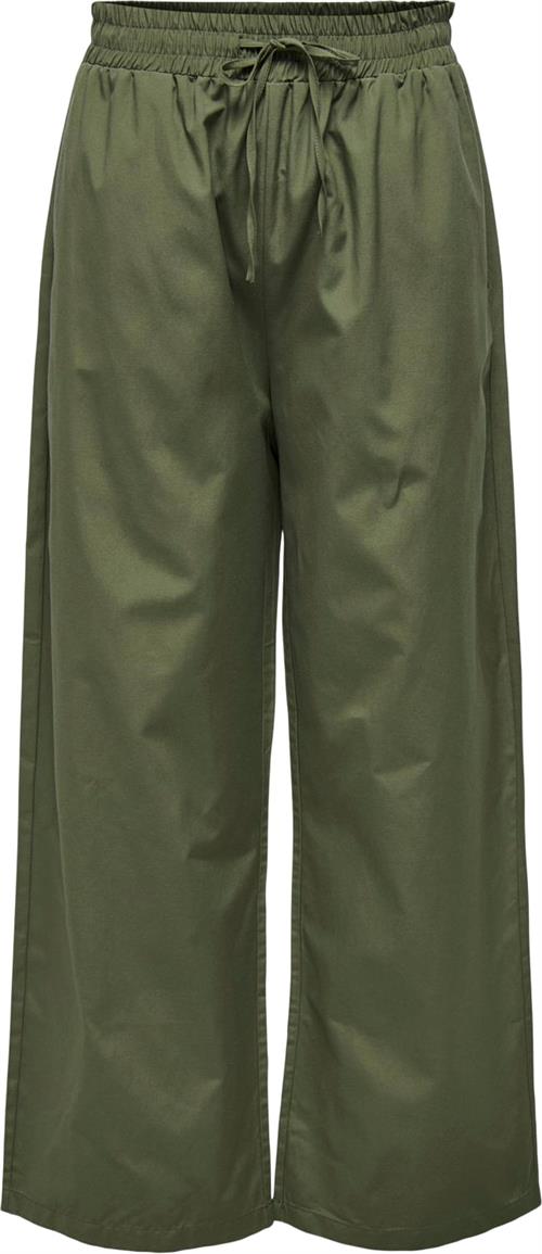 Se ONLY Onlfridi Loose Pants WVN Kvinde Olive Night Bukser Med Brede Ben Regular Fit Str M - hos Magasin ved Magasin