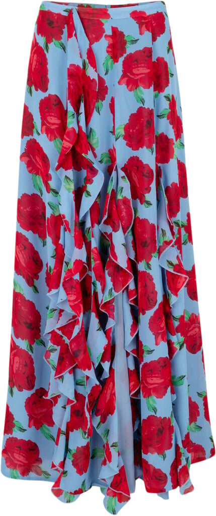 Cras Georgiacras Skirt Kvinde Blue Roses Maxi Nederdele Str 44 - hos Magasin