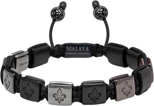 Se Nialaya Men's Ceramic Flatbead Bracelet in Red and Matte Black XL - Armbånd Stål hos Magasin ved Magasin