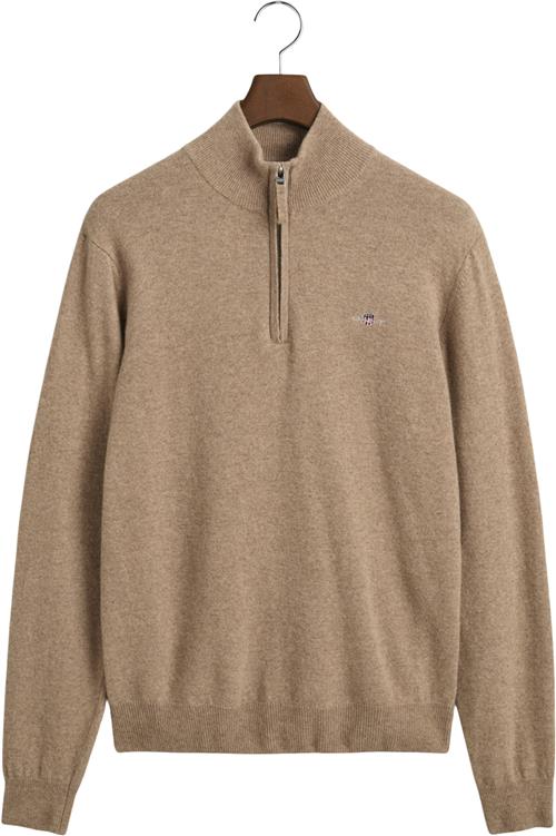 Se Gant Superfine Lambswool Half ZIP Mand Dk. Sand Melange Turtlenecks Str XXXL - hos Magasin ved Magasin