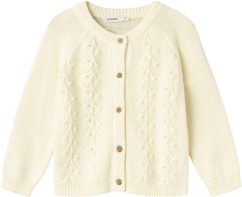 Se Lil' Atelier Nmfkaja LS Knit Card LIL Str 92 - Lemon Icing Cardigans hos Magasin ved Magasin