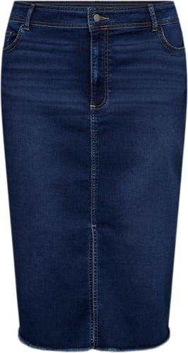 Wasabiconcept Curvy Wasummer 6 Nederdel Mørk Denim Kvinde 2494 Mørk Denim Midi Nederdele Str 46/46 Denim - hos Magasin