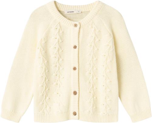 Se Lil' Atelier Nmfkaja LS Knit Card LIL Str 110 - Lemon Icing Cardigans hos Magasin ved Magasin