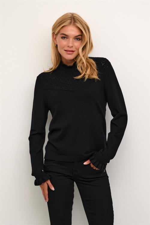 Cream Crvillea Knit Blouse Kvinde Pitch Black Sweaters Str XL - hos Magasin