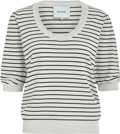 Se Minus Pam Striped Knit Tshirt Kvinde Sand Gray Stripe Kortærmede T-shirts Str XL - hos Magasin ved Magasin