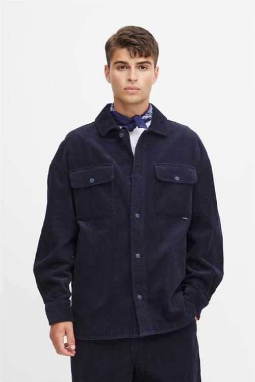 Casual Friday Cfaugusto 0090 Corduroy Overshirt Mand Dark Navy Cardigans Relaxed Fit Str L - hos Magasin