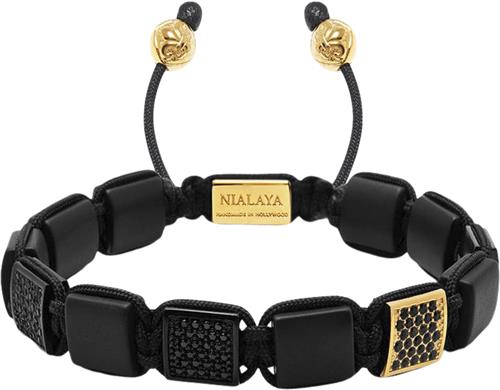 Se Nialaya The CZ Flatbead Collection Black Onyx and Black CZ M - Armbånd Stål hos Magasin ved Magasin