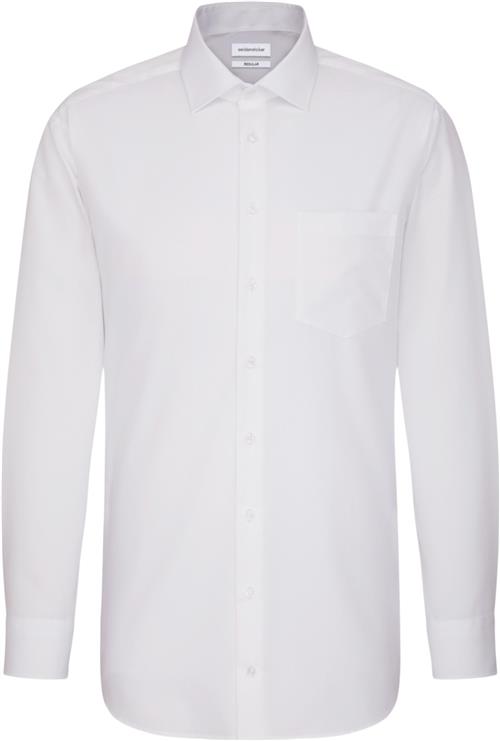 Seidensticker Business Shirt Regular Long Sleeve Kentcollar Uni Mand White Langærmede Skjorter Regular Fit Str 45 - hos Magasin