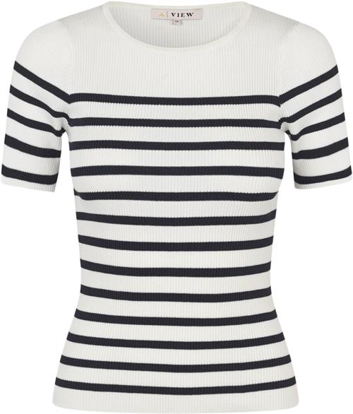 Se A-VIEW Rib Stripe Short Sleeve top Kvinde White/navy Kortærmede T-shirts Str S - hos Magasin ved Magasin