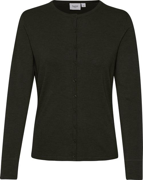 Se Saint Tropez A8661, Milasz Rneck Cardigan Kvinde Army Green Melange Cardigans Classic Fit Str XL - hos Magasin ved Magasin