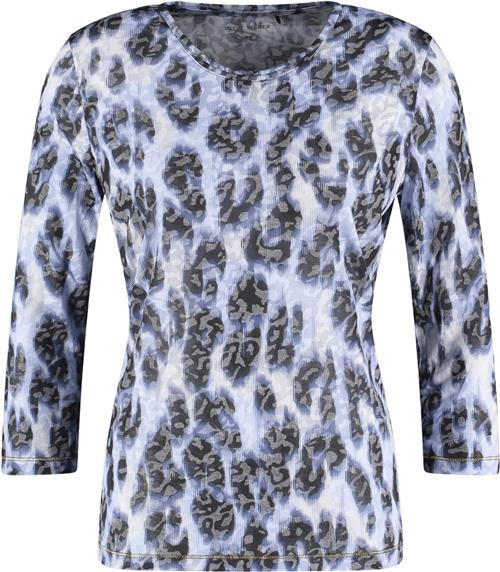 Gerry Weber Tshirt 3/4 Sleeve Kvinde Blue/black Leo Print Kortærmede T-shirts Str 46 - hos Magasin