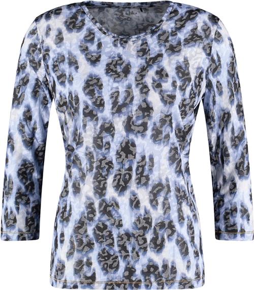 Se Gerry Weber Tshirt 3/4 Sleeve Kvinde Blue/black Leo Print Kortærmede T-shirts Str 44 - hos Magasin ved Magasin