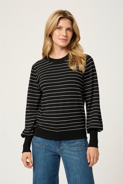 Kaffe Kalizza Striped Pullover Kvinde Black /Turtledove Slim Stripe Sweaters Str XS - hos Magasin