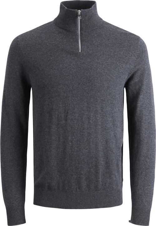 Jack & Jones Jjeemil Knit Half ZIP Noos Mand Dark Grey Melange Turtlenecks Str S - hos Magasin