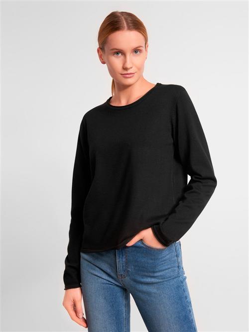 Soft Rebels Srmarla Oneck Roll Edge Knit Kvinde Black Sweaters Str XS - hos Magasin