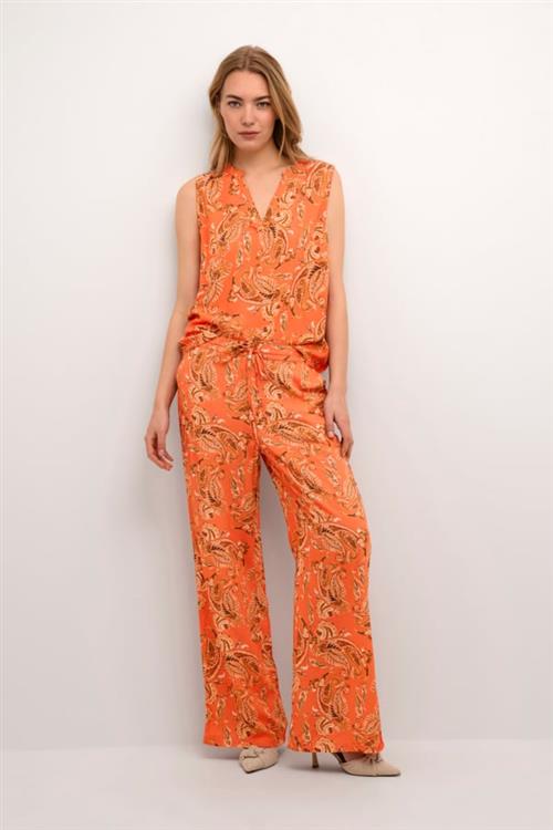 Cream Crrosina Pant Kvinde Exotic Orange Paisley Bukser Med Brede Ben Str 44 - hos Magasin