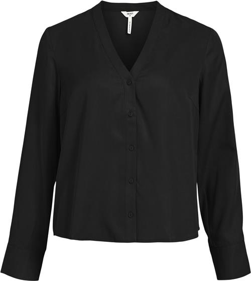 Object Objtilda L/S Vneck Shirt Noos Kvinde Black Langærmede Bluser Str 34 - hos Magasin