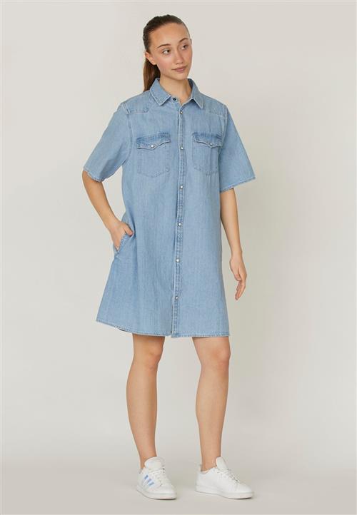 SisterS Point Osaa.DR Kvinde L. Blue Wash Midi Kjoler Str XS - Denim hos Magasin