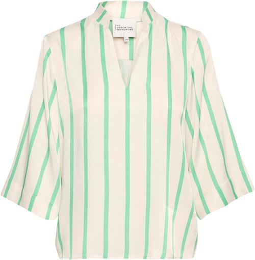 Se My Essential Wardrobe Miamw Blouse Kvinde Off White W. Green Stripe Langærmede Bluser Str 40 - hos Magasin ved Magasin