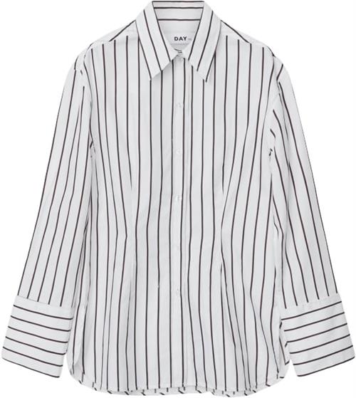 DAY Birger et Mikkelsen Julia Modern Stripe RD Kvinde Bright White Langærmede Skjorter Str 40 - hos Magasin