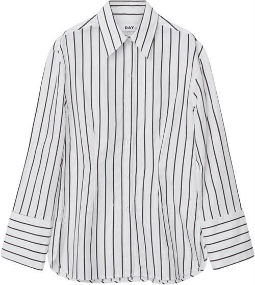 DAY Birger et Mikkelsen Julia Modern Stripe RD Kvinde Bright White Langærmede Skjorter Str 38 - hos Magasin