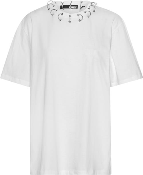 ROTATE Birger Christensen Oversized Ring Tshirt Kvinde Bright White Kortærmede T-shirts Str 34 - hos Magasin