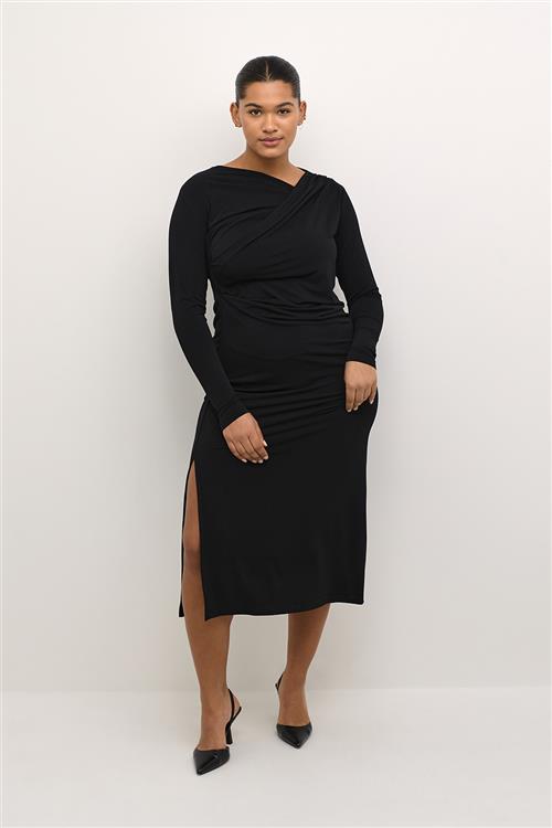 Kaffe Curve Kcaidi Jersey Dress Kvinde Black Deep Midi Kjoler Str XL - hos Magasin