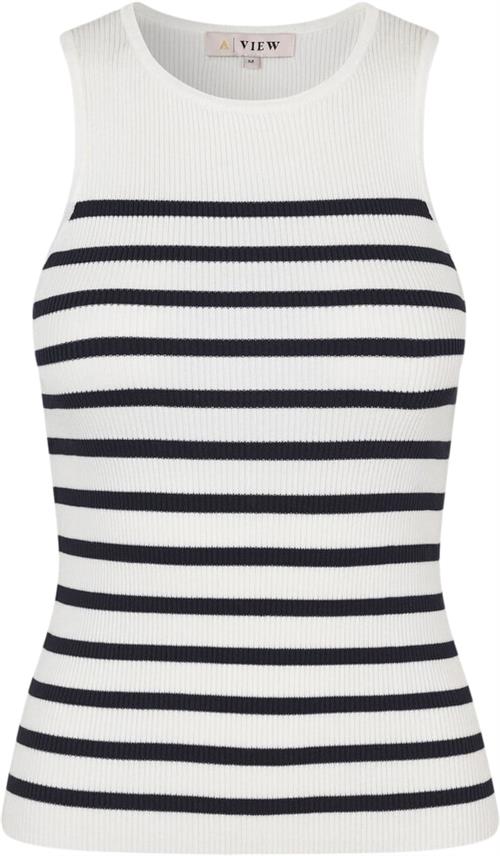 Se A-VIEW Rib Stripe Tank top Kvinde White/navy Tanktoppe Str S - hos Magasin ved Magasin