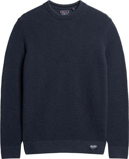 Superdry Textured Crew Knit Jumper Mand Eclipse Navy Heather Sweaters Str M - hos Magasin