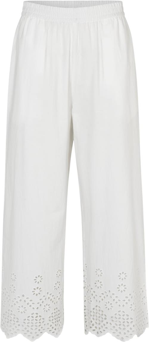 Rosemunde Cotton Trousers w/ Embroidery Kvinde Hvid Bukser Str 44 - Bomuld hos Magasin