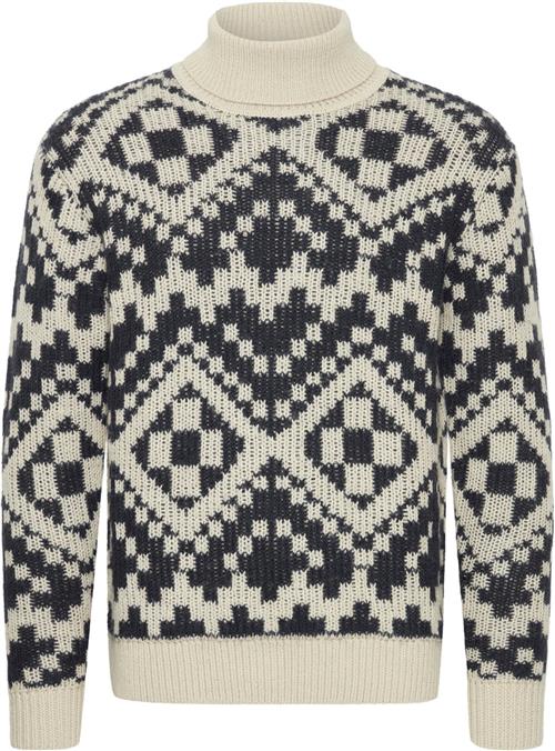 Casual Friday Cfklaes Roll Neck Wool Knit Mand Dark Navy Cardigans Relaxed Fit Str S - hos Magasin