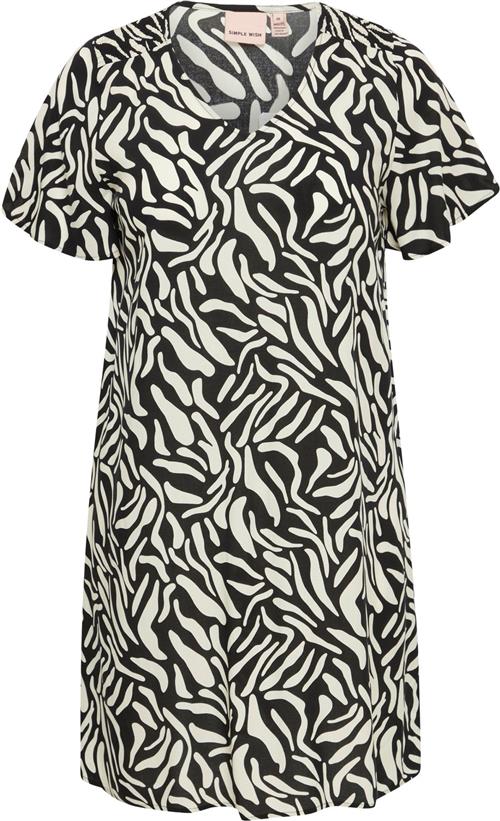 Simple Wish Swrelax DR 2 Kvinde Black Aop Abstract Animal Midi Kjoler Str 48 - hos Magasin