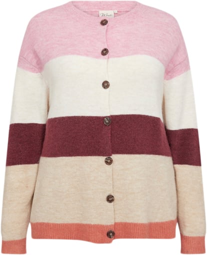 Wasabiconcept Wasuna Stripe 3 Kvinde 4615c Pink Combi Cardigans Str 46/46 - Uld hos Magasin