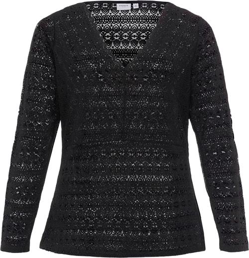 Evoked Vila Vichikka Vneck L/S Top/cur - Noos Kvinde Black Langærmede Bluser Str 46 - hos Magasin