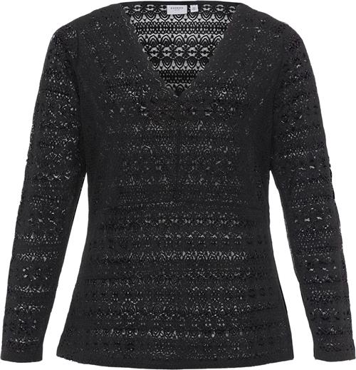 Evoked Vila Vichikka Vneck L/S Top/cur - Noos Kvinde Black Langærmede Bluser Str 52 - hos Magasin